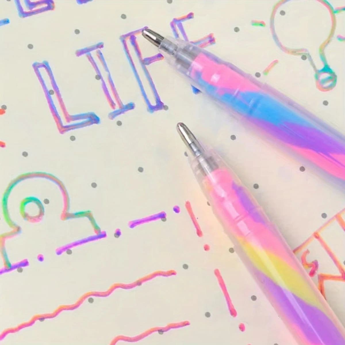 Zestaw 6 brokatowych długopisów żelowych neonowych 1,2 mm – tęczowe kolory, do rysowania, notatek i DIY.