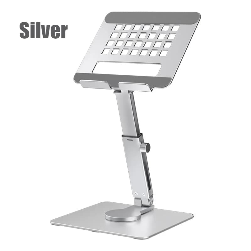 X Podstawka pod tablet regulowana 360° – aluminiowa, stabilna, z regulacją wysokości. Ergonomiczne rozwiązanie do pracy, nauki i wideorozmów.