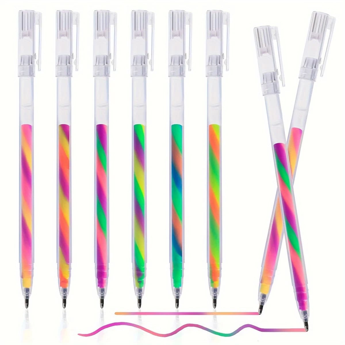 Zestaw 6 brokatowych długopisów żelowych neonowych 1,2 mm – tęczowe kolory, do rysowania, notatek i DIY.