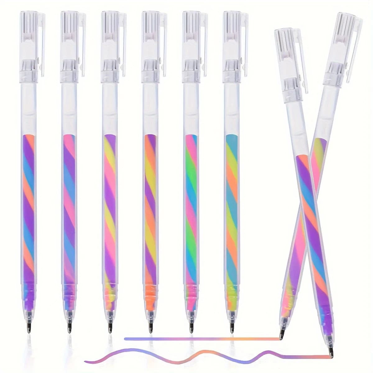 Zestaw 6 brokatowych długopisów żelowych neonowych 1,2 mm – tęczowe kolory, do rysowania, notatek i DIY.