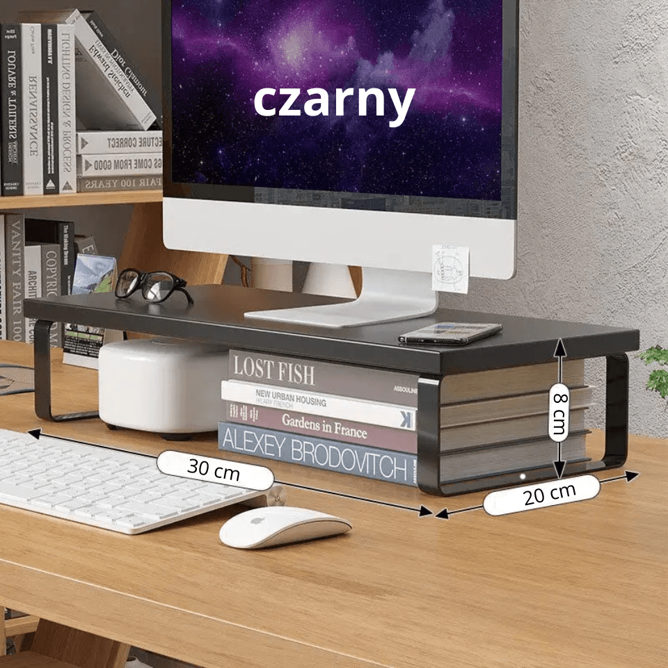 X Półka pod monitor i laptop – podwyższa ekran i tworzy dodatkową przestrzeń na biurku. Proste rozwiązanie dla wygodniejszej pracy i lepszej organizacji stanowiska.