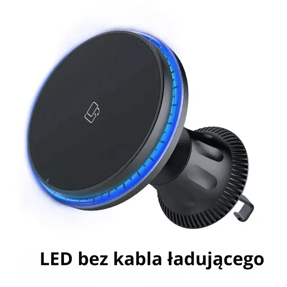 X Magnetyczny uchwyt samochodowy z ładowaniem Qi i podświetleniem RGB. Telefon stabilnie trzyma się na magnesie i ładuje w trasie.