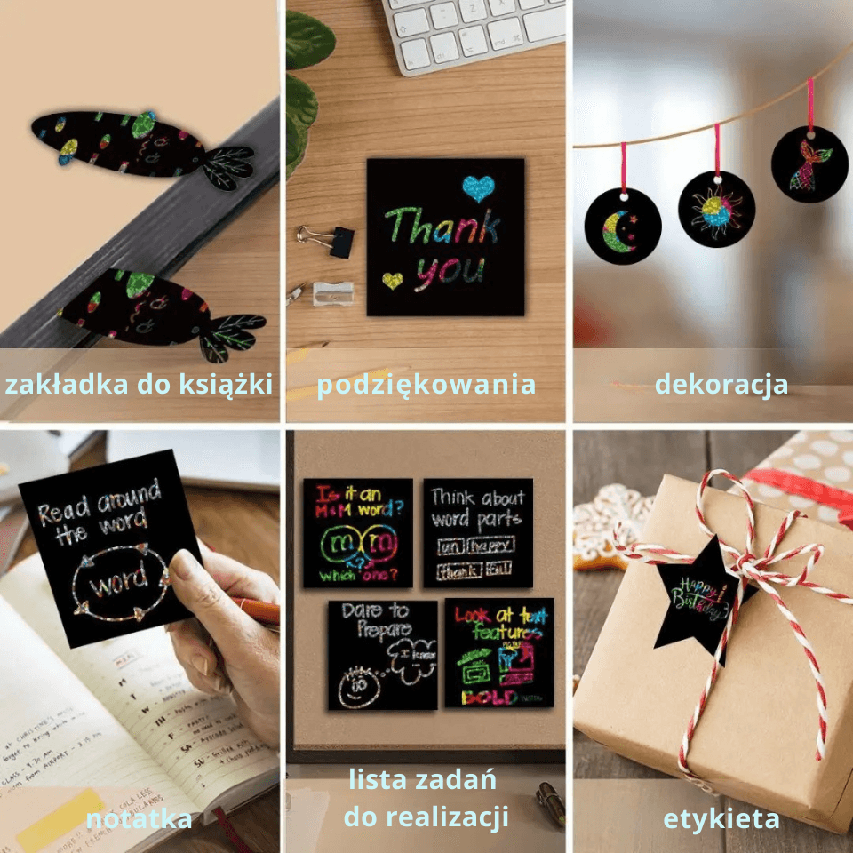 Rainbow Scratch Notes – kreatywne karteczki do zdrapywania dla dzieci (100 szt.).