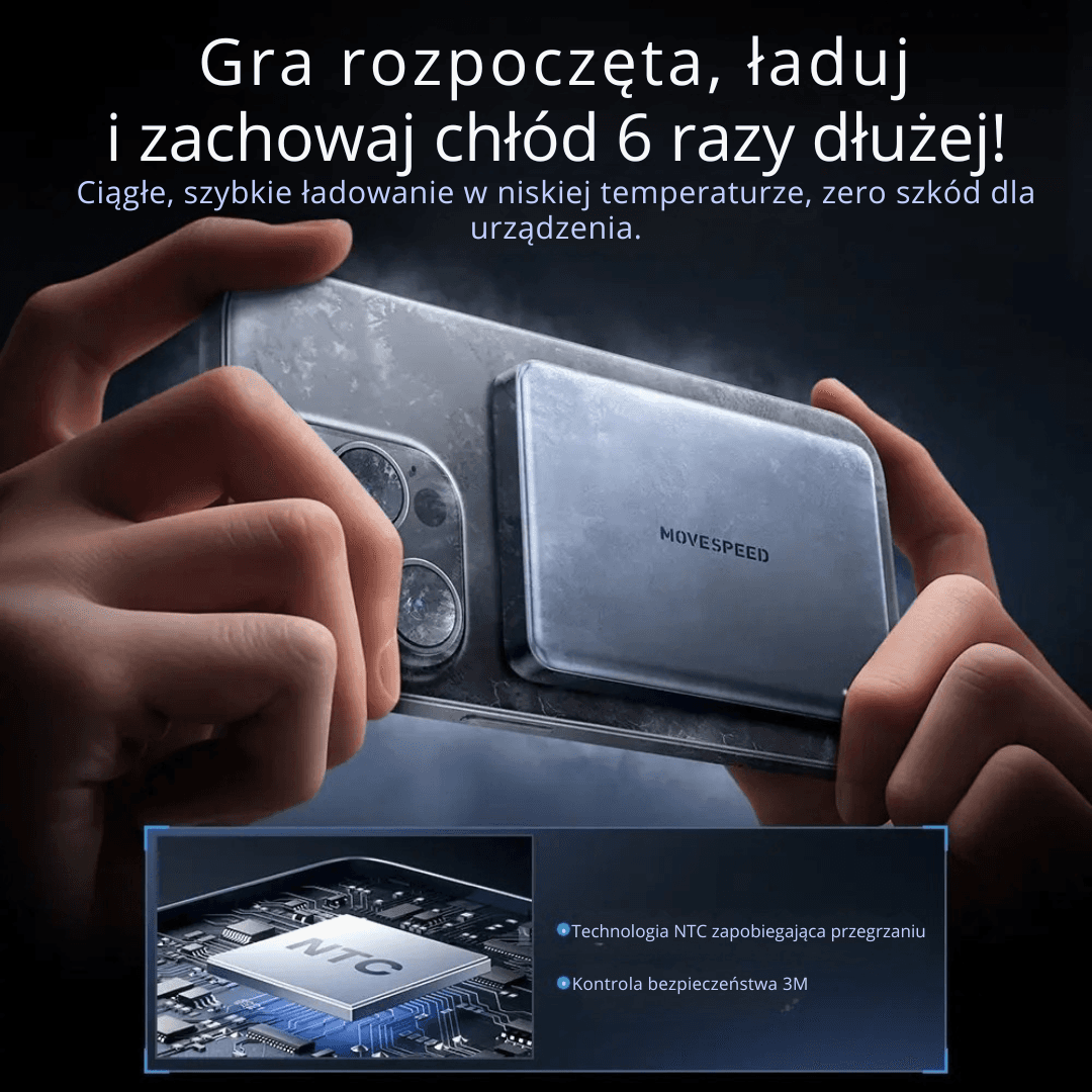 X Powerbank MOVESPEED 10000 mAh z szybkim ładowaniem przewodowym 20W i bezprzewodowym 15W. Smukły, metalowy, gotowy na codzienne użycie.