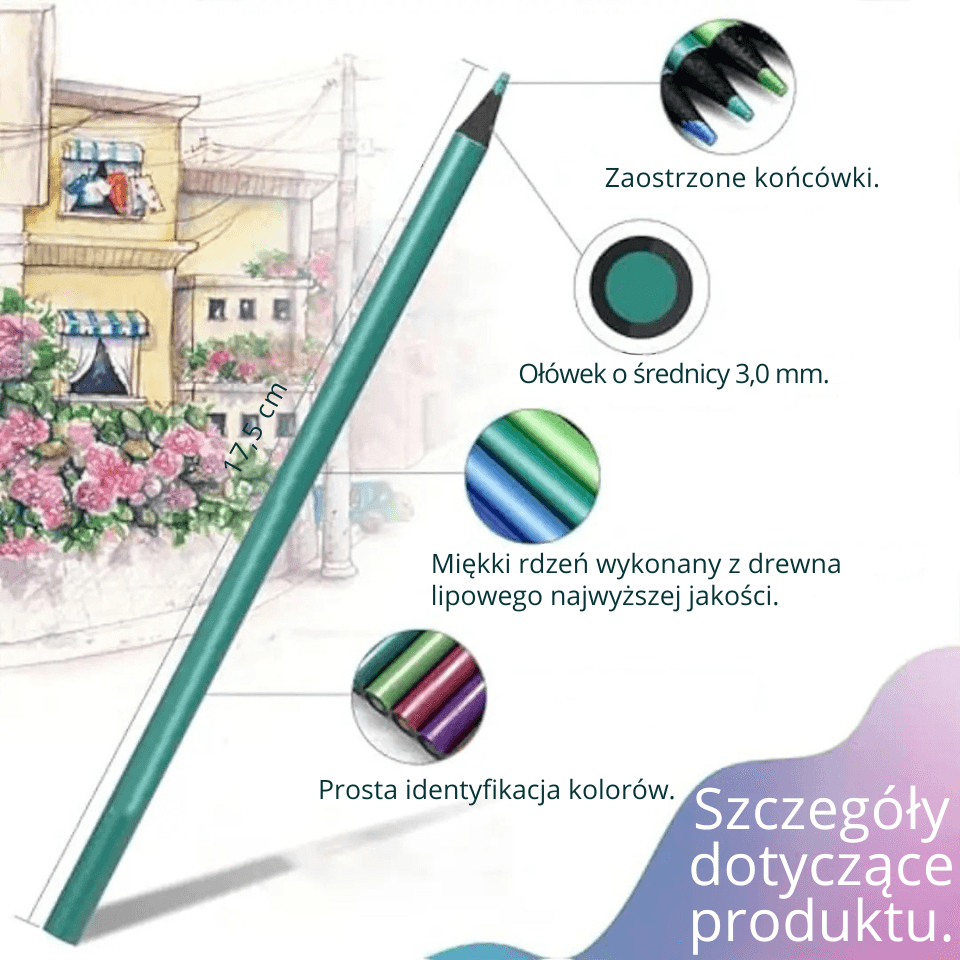 Metallic Art 12 – zestaw 12 metalicznych kredek do rysowania i szkicowania.