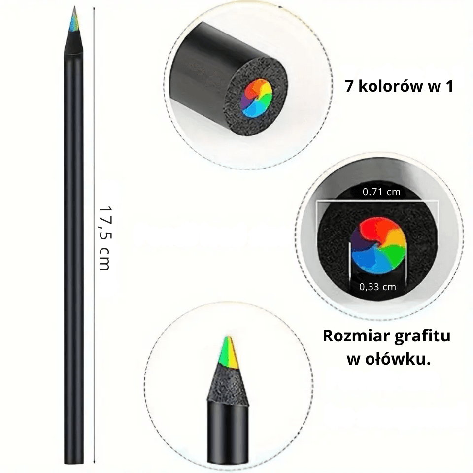 Rainbow 7in1 – zestaw 12 tęczowych kredek 7 kolorów w 1.